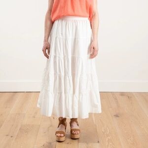 Ulla Johnson Sylvie White Ruffle Tiered Skirt Size 2 in Blanc